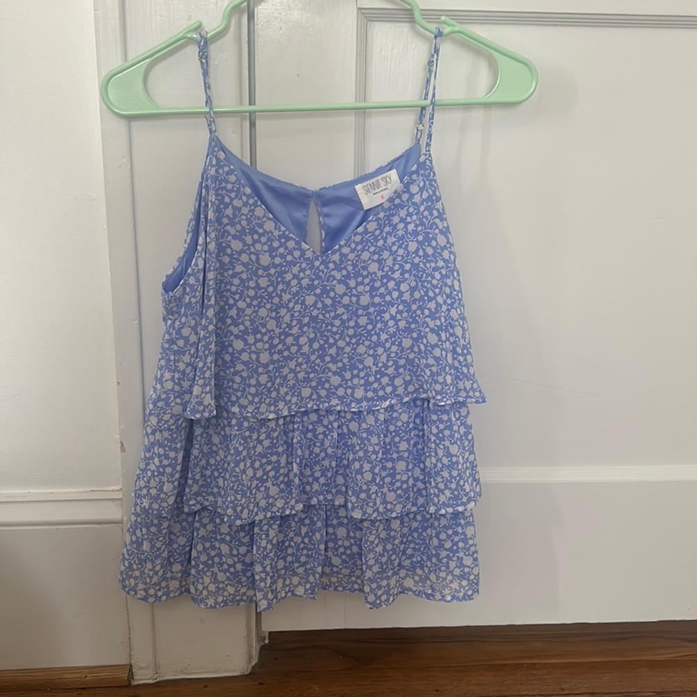 Sienna Sky blue and white floral top
